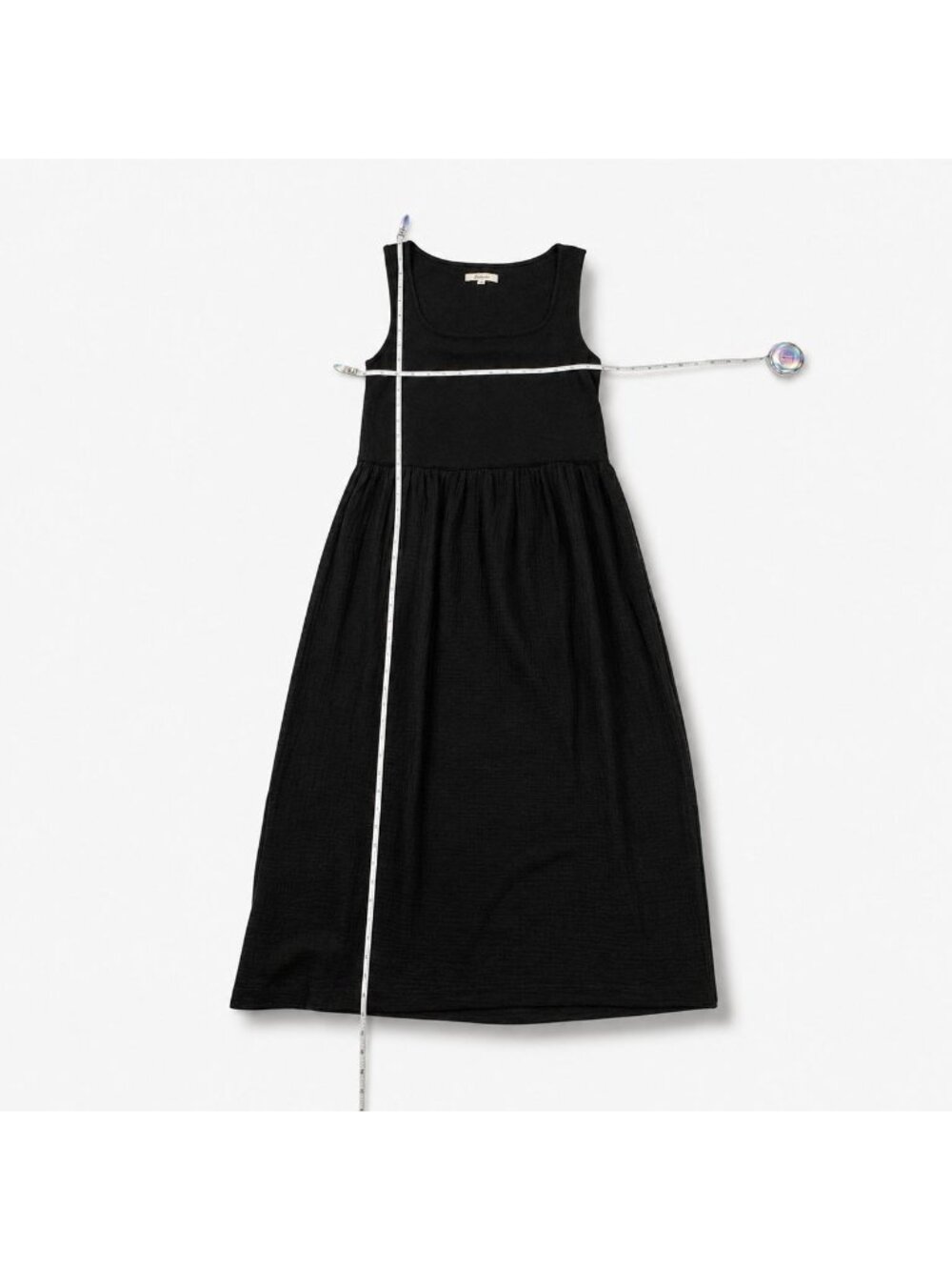 Madewell Knit Tank Midi Dress Women’s Small True Black Mixed Media Cotton EUC - Picture 8 of 16